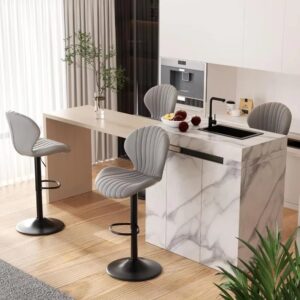 Bar Stool Set of 4: Modern Swivel Bar Chairs with High Backrest